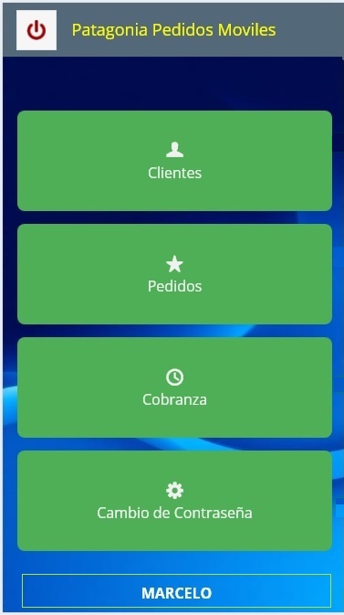 Menu inicial de Pedidos Moviles